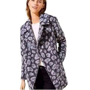 Loft Spotted Wool Blend Women's Moto Pea Coat size small